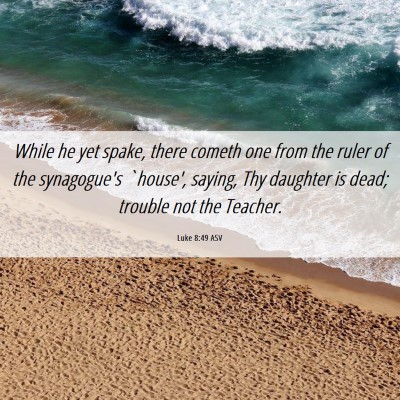 Picture 06 - Luke 8:49 ASV - While he yet spake, there cometh one from the - Bible Verse Picture