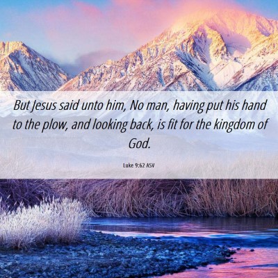 Picture 06 - Luke 9:62 ASV - But Jesus said unto him, No man, having put his - Bible Verse Picture