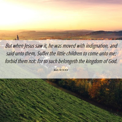 Picture 06 - Mark 10:14 ASV - But when Jesus saw it, he was moved with - Bible Verse Picture