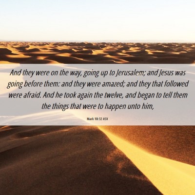 Picture 06 - Mark 10:32 ASV - And they were on the way, going up to Jerusalem; - Bible Verse Picture