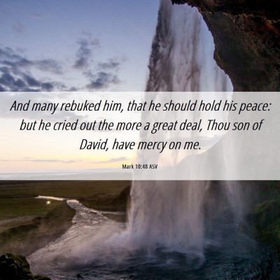 Picture 06 - Mark 10:48 ASV - And many rebuked him, that he should hold his - Bible Verse Picture