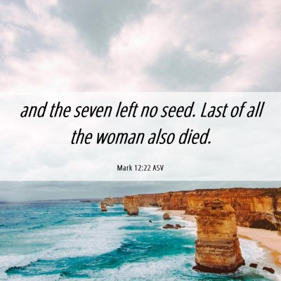 Picture 06 - Mark 12:22 ASV - and the seven left no seed. Last of all the woman - Bible Verse Picture