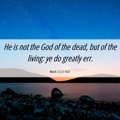 Picture 06 - Mark 12:27 ASV - He is not the God of the dead, but of the living: - Bible Verse Picture