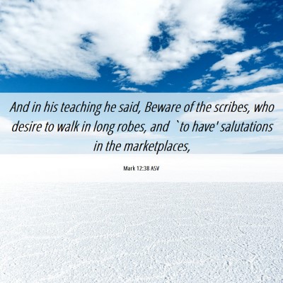 Picture 06 - Mark 12:38 ASV - And in his teaching he said, Beware of the - Bible Verse Picture