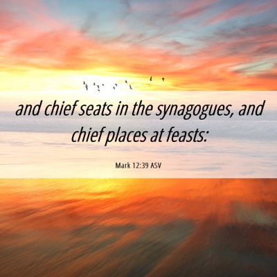 Picture 06 - Mark 12:39 ASV - and chief seats in the synagogues, and chief - Bible Verse Picture