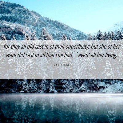 Picture 06 - Mark 12:44 ASV - for they all did cast in of their superfluity; - Bible Verse Picture