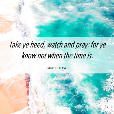 Picture 06 - Mark 13:33 ASV - Take ye heed, watch and pray: for ye know not - Bible Verse Picture