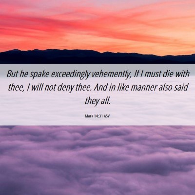 Picture 06 - Mark 14:31 ASV - But he spake exceedingly vehemently, If I must - Bible Verse Picture