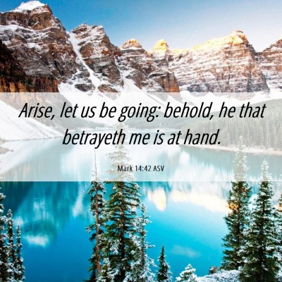 Picture 06 - Mark 14:42 ASV - Arise, let us be going: behold, he that betrayeth - Bible Verse Picture