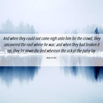 Picture 06 - Mark 2:4 ASV - And when they could not come nigh unto him for - Bible Verse Picture