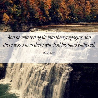 Picture 06 - Mark 3:1 ASV - And he entered again into the synagogue; and - Bible Verse Picture
