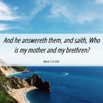 Picture 06 - Mark 3:33 ASV - And he answereth them, and saith, Who is my - Bible Verse Picture