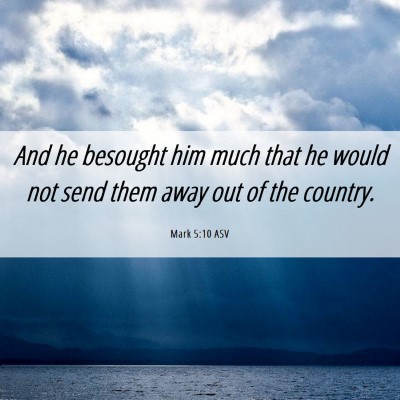 Picture 06 - Mark 5:10 ASV - And he besought him much that he would not send - Bible Verse Picture