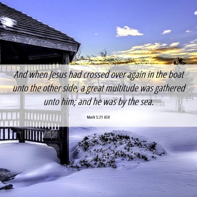 Picture 06 - Mark 5:21 ASV - And when Jesus had crossed over again in the boat - Bible Verse Picture