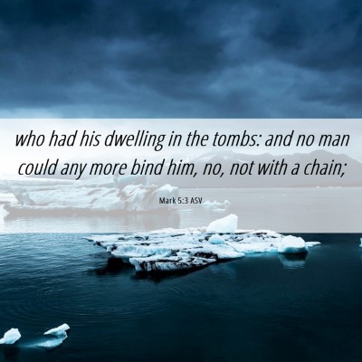 Picture 06 - Mark 5:3 ASV - who had his dwelling in the tombs: and no man - Bible Verse Picture