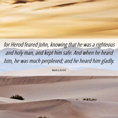 Picture 06 - Mark 6:20 ASV - for Herod feared John, knowing that he was a - Bible Verse Picture