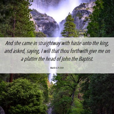 Picture 06 - Mark 6:25 ASV - And she came in straightway with haste unto the - Bible Verse Picture