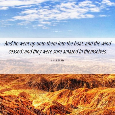 Picture 06 - Mark 6:51 ASV - And he went up unto them into the boat; and the - Bible Verse Picture