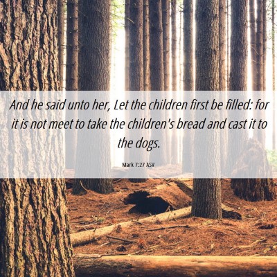 Picture 06 - Mark 7:27 ASV - And he said unto her, Let the children first be - Bible Verse Picture