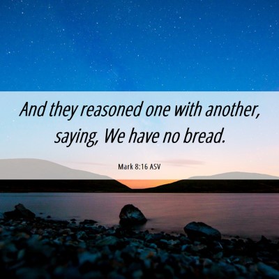 Picture 06 - Mark 8:16 ASV - And they reasoned one with another, saying, We - Bible Verse Picture
