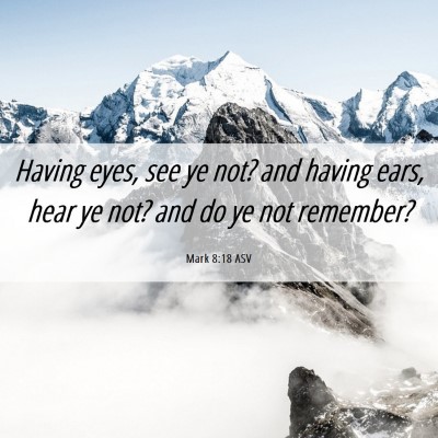 Picture 06 - Mark 8:18 ASV - Having eyes, see ye not? and having ears, hear ye - Bible Verse Picture