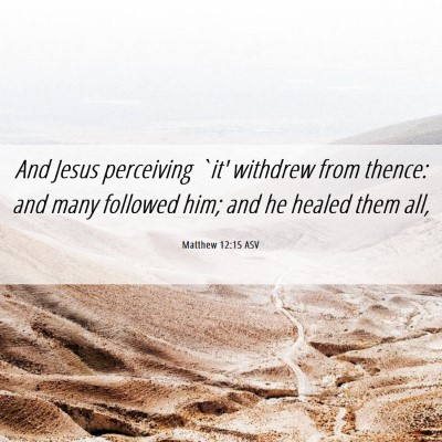 Picture 06 - Matthew 12:15 ASV - And Jesus perceiving `it' withdrew from thence: - Bible Verse Picture