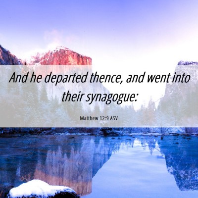Picture 06 - Matthew 12:9 ASV - And he departed thence, and went into their - Bible Verse Picture