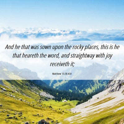 Picture 06 - Matthew 13:20 ASV - And he that was sown upon the rocky places, this - Bible Verse Picture