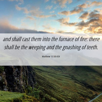Picture 06 - Matthew 13:50 ASV - and shall cast them into the furnace of fire: - Bible Verse Picture