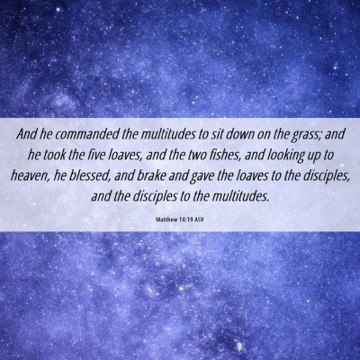 Picture 06 - Matthew 14:19 ASV - And he commanded the multitudes to sit down on - Bible Verse Picture