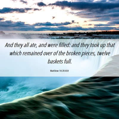 Picture 06 - Matthew 14:20 ASV - And they all ate, and were filled: and they took - Bible Verse Picture
