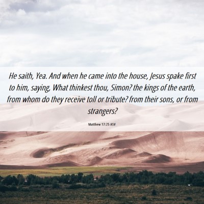 Picture 06 - Matthew 17:25 ASV - He saith, Yea. And when he came into the house, - Bible Verse Picture