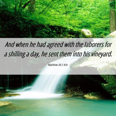 Picture 06 - Matthew 20:2 ASV - And when he had agreed with the laborers for a - Bible Verse Picture