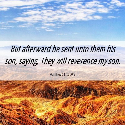 Picture 06 - Matthew 21:37 ASV - But afterward he sent unto them his son, saying, - Bible Verse Picture