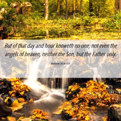 Picture 06 - Matthew 24:36 ASV - But of that day and hour knoweth no one, not even - Bible Verse Picture