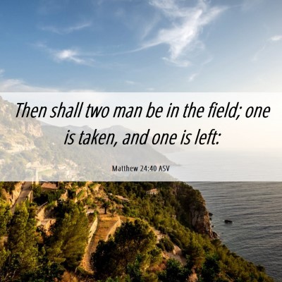 Picture 06 - Matthew 24:40 ASV - Then shall two man be in the field; one is taken, - Bible Verse Picture