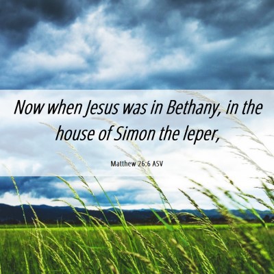 Picture 06 - Matthew 26:6 ASV - Now when Jesus was in Bethany, in the house of - Bible Verse Picture