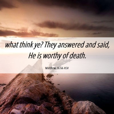 Picture 06 - Matthew 26:66 ASV - what think ye? They answered and said, He is - Bible Verse Picture