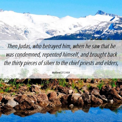Picture 06 - Matthew 27:3 ASV - Then Judas, who betrayed him, when he saw that he - Bible Verse Picture