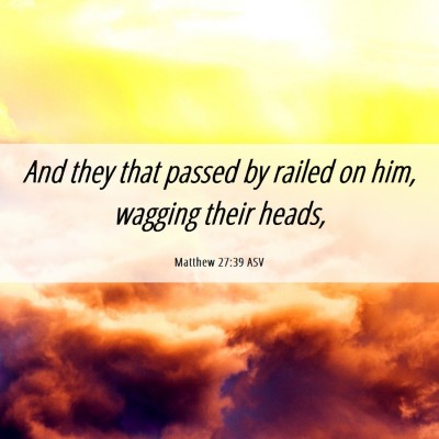 Picture 06 - Matthew 27:39 ASV - And they that passed by railed on him, wagging - Bible Verse Picture