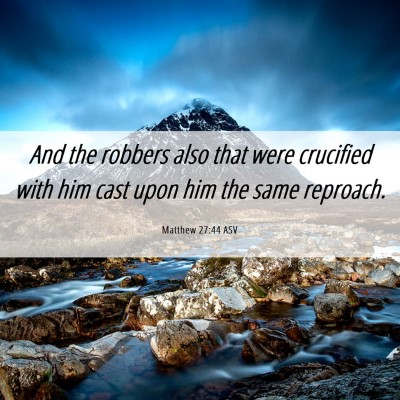 Picture 06 - Matthew 27:44 ASV - And the robbers also that were crucified with him - Bible Verse Picture