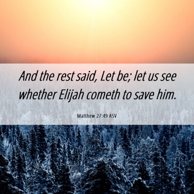 Picture 06 - Matthew 27:49 ASV - And the rest said, Let be; let us see whether - Bible Verse Picture