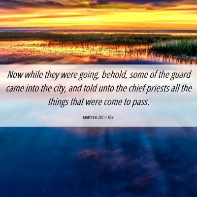 Picture 06 - Matthew 28:11 ASV - Now while they were going, behold, some of the - Bible Verse Picture