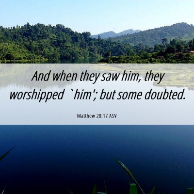 Picture 06 - Matthew 28:17 ASV - And when they saw him, they worshipped `him'; but - Bible Verse Picture