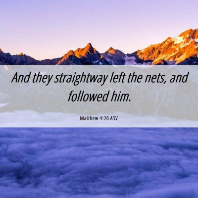 Picture 06 - Matthew 4:20 ASV - And they straightway left the nets, and followed - Bible Verse Picture