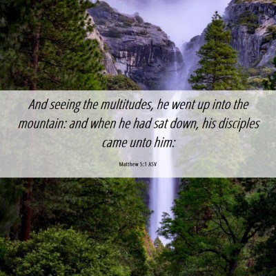 Picture 06 - Matthew 5:1 ASV - And seeing the multitudes, he went up into the - Bible Verse Picture