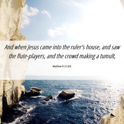 Picture 06 - Matthew 9:23 ASV - And when Jesus came into the ruler's house, and - Bible Verse Picture