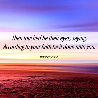 Picture 06 - Matthew 9:29 ASV - Then touched he their eyes, saying, According to - Bible Verse Picture
