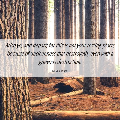 Picture 06 - Micah 2:10 ASV - Arise ye, and depart; for this is not your - Bible Verse Picture