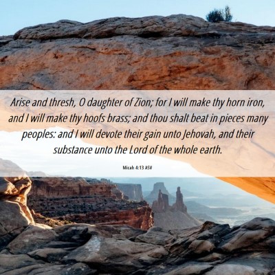 Picture 06 - Micah 4:13 ASV - Arise and thresh, O daughter of Zion; for I will - Bible Verse Picture